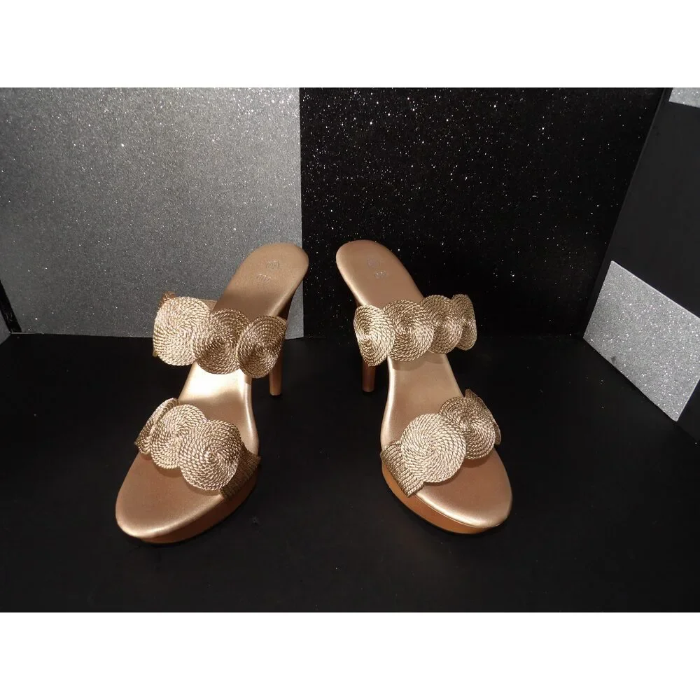 Platform Slide Heels - Metallic Gold (Size US Women's 9)